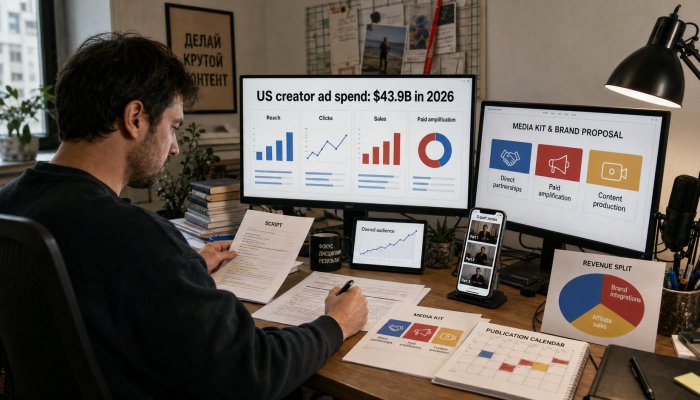 Прогноз экономики создателей на 2026 год: как авторам расти на рынке рекламы $43,9 млрд