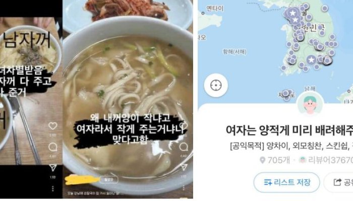 Gender-Based Shrinkflation in Korea: Women Served Smaller Portions in Restaurants and Deliveries
