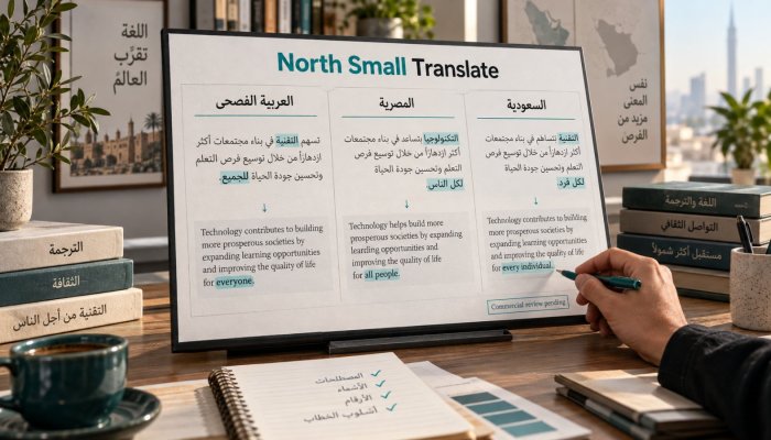 North Small Translate يدعم العربية، لكن أوزانه المفتوحة غير تجارية