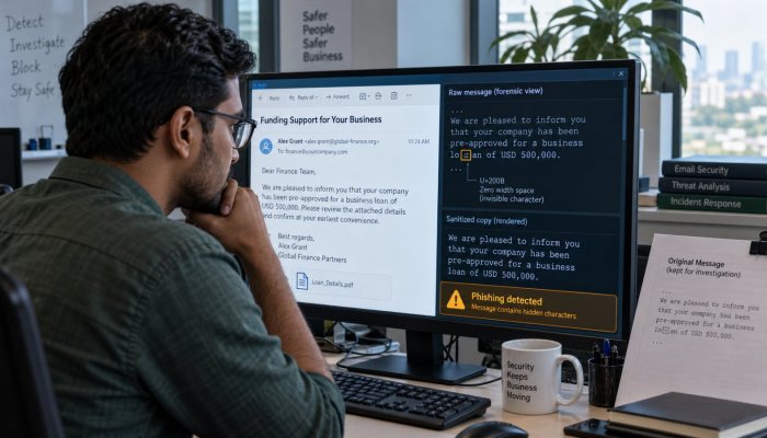 ইমেইলে অদৃশ্য Unicode: filter পেরোনো phishing ধরতে normalization জরুরি