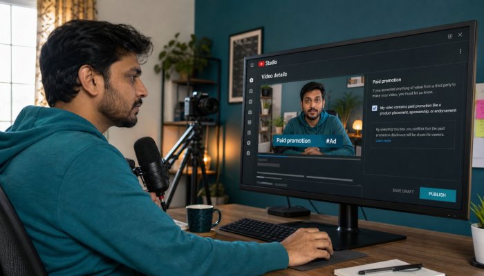 YouTube में Paid Promotion चुनें—भारत में केवल वह संकेत पर्याप्त नहीं