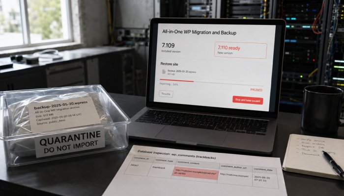 バックアップ復元が乗っ取りの引き金に、All-in-One WP Migrationを7.110へ