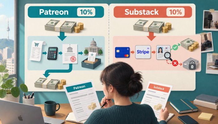 Patreon과 Substack 모두 10%, 실제 선택은 세금 처리에서 갈린다