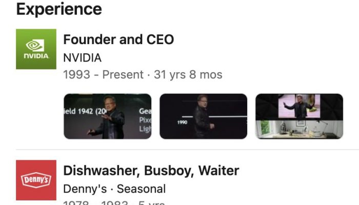 Jensen Huang’s LinkedIn Resume Remains the Most Epic in History