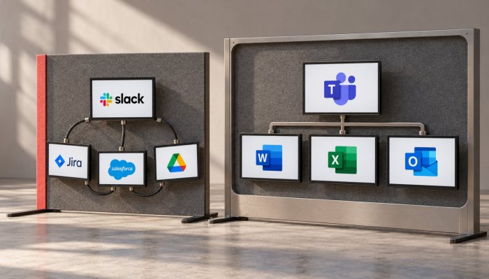 Slack ar Microsoft Teams: integracijų laisvė kainuoja daugiau