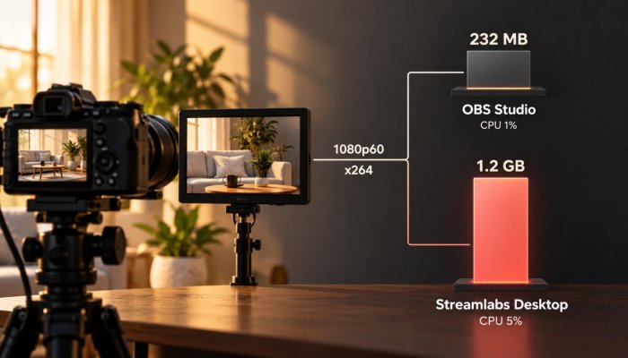 OBSかStreamlabsか、同一シーンでメモリ約5倍の実測