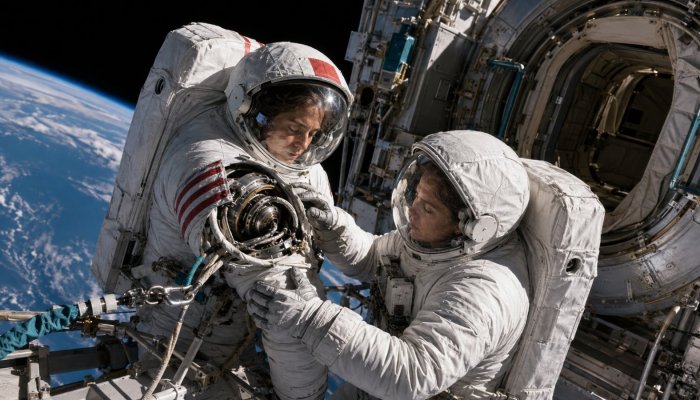 Caminhada espacial termina com tarefas adiadas após problema no traje