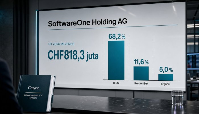 Pendapatan SoftwareOne naik 68%, tetapi pertumbuhan sebanding hanya 11,6%